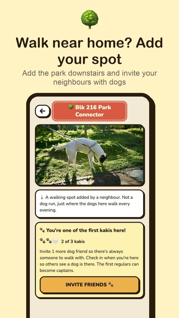 Walk near home? Add your spot: example screen